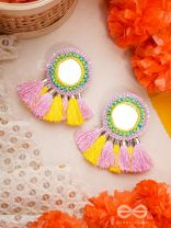 Aatapa- The Warm Sunrays- Mirror, Reshma and Sequins Embroidered Earrings