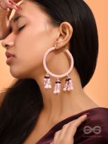 Sinivali- The Pink Moon- Pearls and Beads Embroidered Earrings