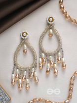 Ashvasya- The Heart-Shaped Beauty- Pearls and Beads Embroidered Earrings (Rose Pink)