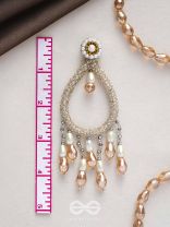 Ashvasya- The Heart-Shaped Beauty- Pearls and Beads Embroidered Earrings (Rose Pink)