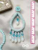Ashvasya- The Heart-Shaped Beauty- Pearls and Beads Embroidered Earrings (Cyan Blue)