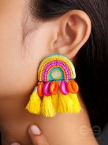 Inodaya- The Alluring Sunrise- Resham and Sequins Embroidered Earrings