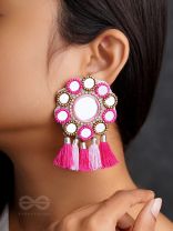 Khavari- The Dewdrops- Mirror and Resham Embroidered Earrings