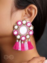 Khavari- The Dewdrops- Mirror and Resham Embroidered Earrings