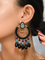 Abhineela- The Mysterious Night- Stones and Beads Embroidered Earrings