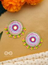 Dhriti- The Mythical Garden- Mirror, Resham and Sequins Embroidered Earrings
