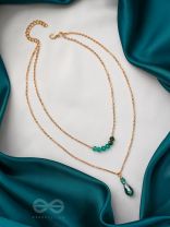 The Sea of Emeralds- Golden Embellished Necklace 