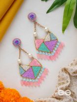 Ashmant- The Vibrant Meadow- Resham, Beads and Sequins Embroidered Earrings