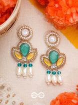 Abja- The Vibrant Lotus- Stones and Pearl Drops Embroidered Earrings