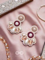 Aartava- The Blooming Flower- Pearl Drops and Glass Drops Embroidered Earrings