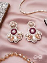 Aartava- The Blooming Flower- Pearl Drops and Glass Drops Embroidered Earrings