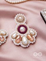 Aartava- The Blooming Flower- Pearl Drops and Glass Drops Embroidered Earrings