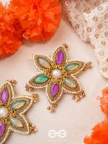 Kuvalya- The Colorful Bloom- Pearls and Stones Embroidered Earrings