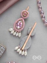 Aarakta- The Pink Beauty- Pearls and Stones Embroidered Hair Clips