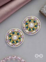 Bhanemi- The Circle of Light- Pearls and Stones Embroidered Earrings