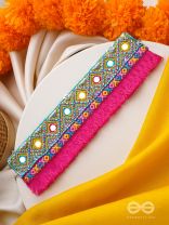 Nirmoka- The Pink Sky- Mirrors, Resham and Lace Embroidered Choker Necklace