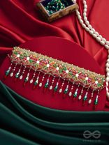 Aadibhi- Charmingly Colorful- Lace, Moti and Glass Beads Embroidered Choker Necklace