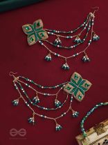 Vapraa- The Spring Garden- Pearls, Stones and Resham Embroidered Chain Earrings