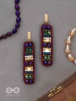 Amaanta- The Night Sky- Stones and Glass Beads Embroidered Hair Clips