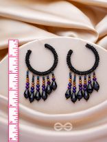 Tamisra- The Melting Night- Glass Drops and Beads Embroidered Hoop Earrings