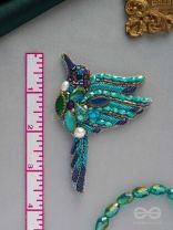 Abhraga- The Beautiful Bird- Stones, Sequins and Beads Embroidered Statement Earrings