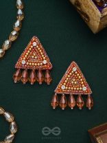 Chaitya- The Cryptic Pyramid- Stones, Glass Drops and Beads Embroidered Stud Earrings