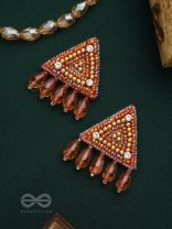 Chaitya- The Cryptic Pyramid- Stones, Glass Drops and Beads Embroidered Stud Earrings