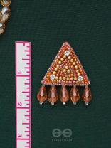 Chaitya- The Cryptic Pyramid- Stones, Glass Drops and Beads Embroidered Stud Earrings
