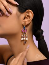 The Purple Heart- Golden Embellished Earrings