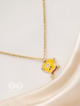 The Sprinting SpongeBob- Golden Embellished Necklace