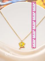 The Sprinting SpongeBob- Golden Embellished Necklace