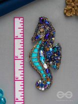 Ashwameen- The Splendid Seahorse- Stones, Sequins and Beads Embroidered Statement Earrings