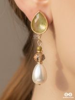 The Misty Leaf- Golden Embellished Earrings