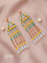 The Gushing Waterfall- Golden Embellished Earrings