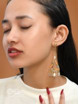 The Triangular Treasures- Golden Embellished Earrings