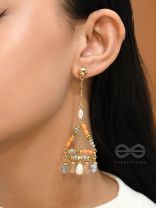 The Triangular Treasures- Golden Embellished Earrings