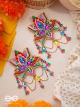Karnika- The Lovely Lotus- Stones, Sequins and Resham Embroidered Statement Earrings