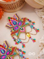 Karnika- The Lovely Lotus- Stones, Sequins and Resham Embroidered Statement Earrings
