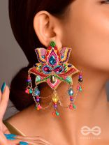 Karnika- The Lovely Lotus- Stones, Sequins and Resham Embroidered Statement Earrings