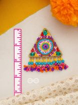 Tryashra- The Vibrant Triangle- Stones, Sequins and Resham Embroidered Stud Earrings