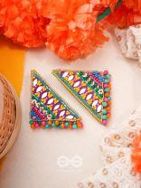 Shikharin- The Gorgeous Pyramid- Stones, Sequins and Resham Embroidered Stud Earrings