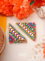 Shikharin- The Gorgeous Pyramid- Stones, Sequins and Resham Embroidered Stud Earrings