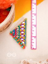 Shikharin- The Gorgeous Pyramid- Stones, Sequins and Resham Embroidered Stud Earrings