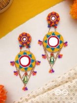 Rashmivat- The Golden Sun- Stones, Sequins and Mirrors Embroidered Earrings