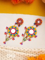 Rashmivat- The Golden Sun- Stones, Sequins and Mirrors Embroidered Earrings