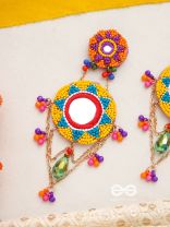 Rashmivat- The Golden Sun- Stones, Sequins and Mirrors Embroidered Earrings