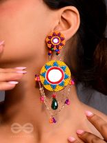 Rashmivat- The Golden Sun- Stones, Sequins and Mirrors Embroidered Earrings