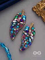 Parnila- The Lovely Leaf- Stones, Sequins and Glass Beads Embroidered Stud Earrings