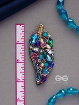 Parnila- The Lovely Leaf- Stones, Sequins and Glass Beads Embroidered Stud Earrings