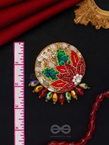 Surangi- The Red Flower Tree- Pearls, Resham and Sequins Embroidered Earrings